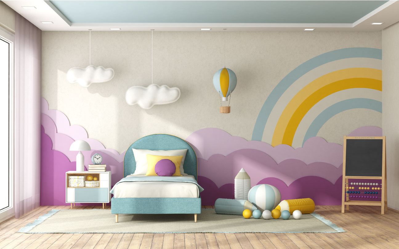 Childs-Playroom-with-Wall-Art-Wall-Decals-Wall-stickers-rainbow